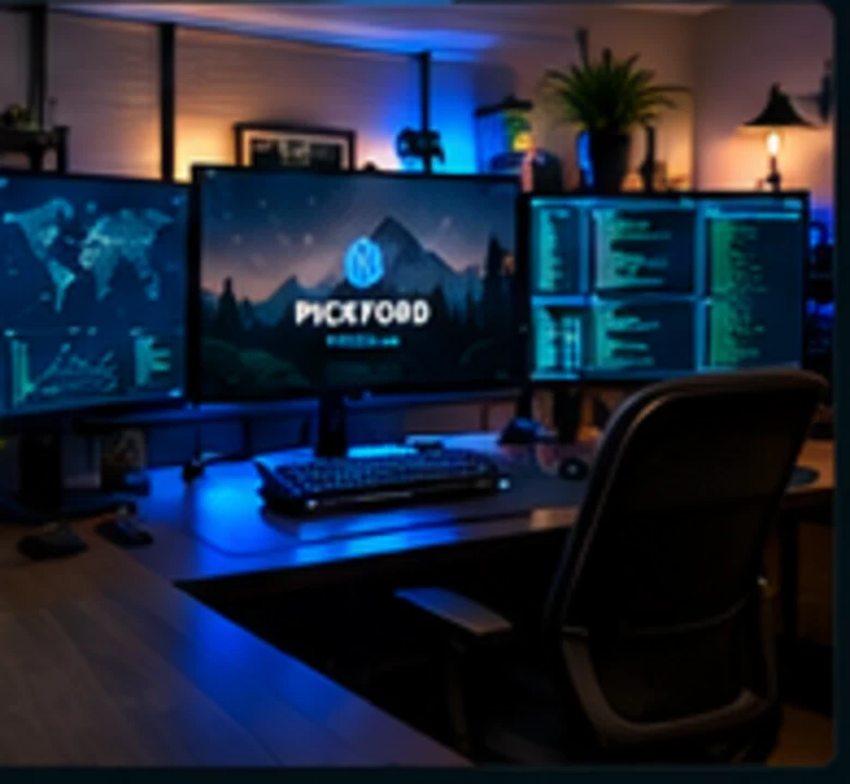 Multi-monitor homelab operations workstation